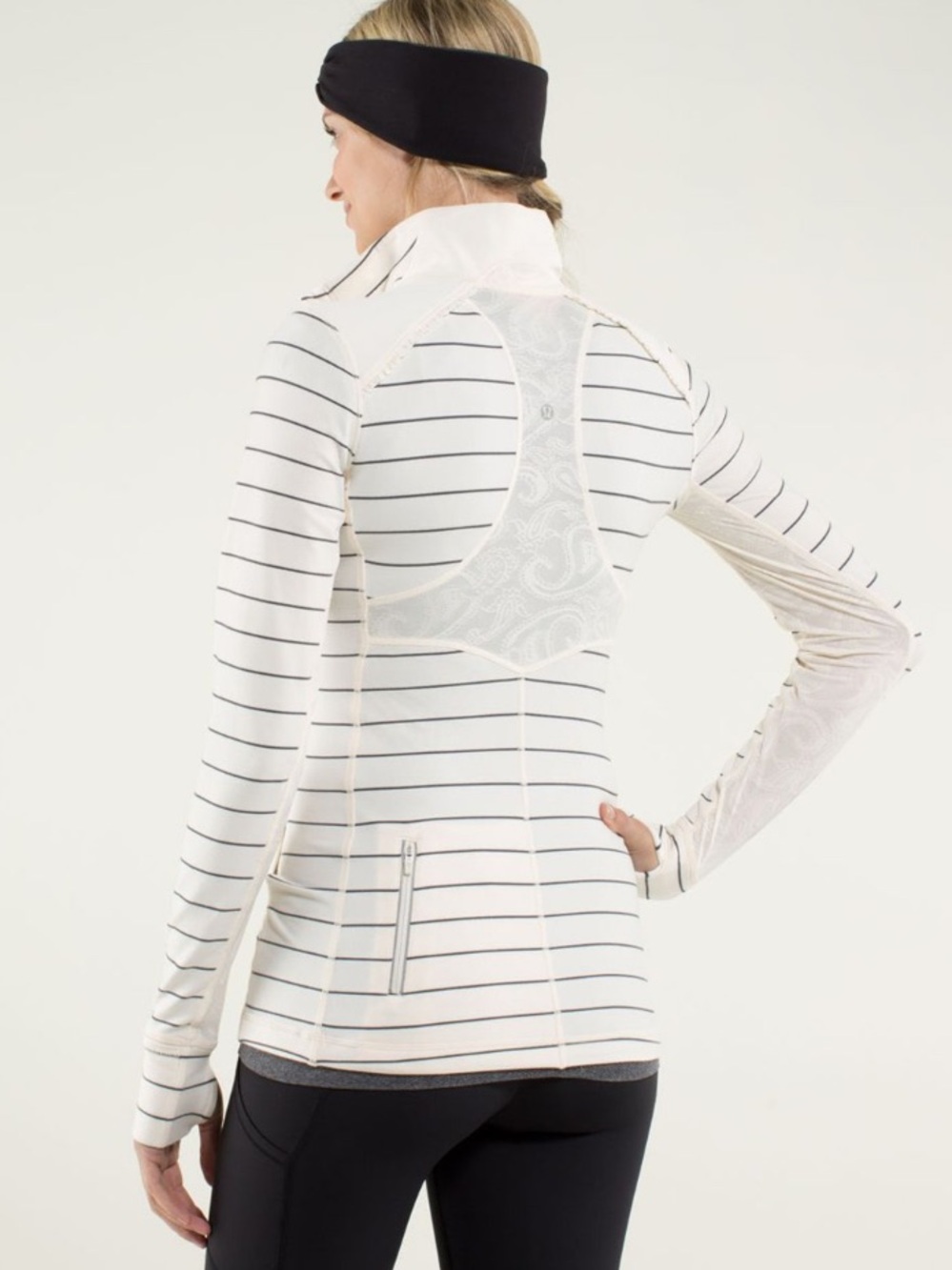lululemon athletica Striped Star Runner Pullover - White with Black Stripes
